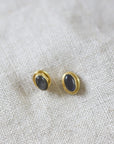 Gemstone stud earrings || Labradorite