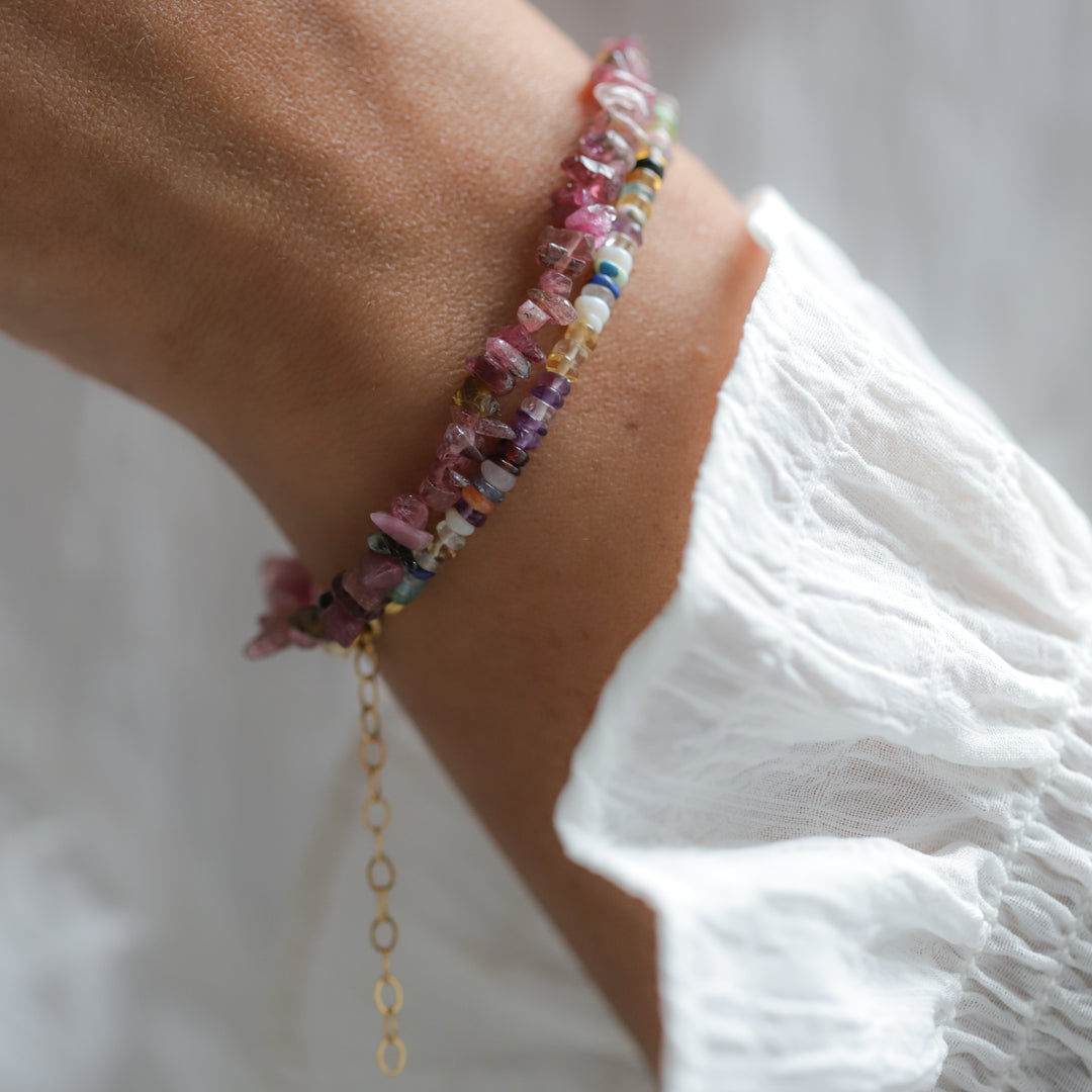 Roze toermalijn armband