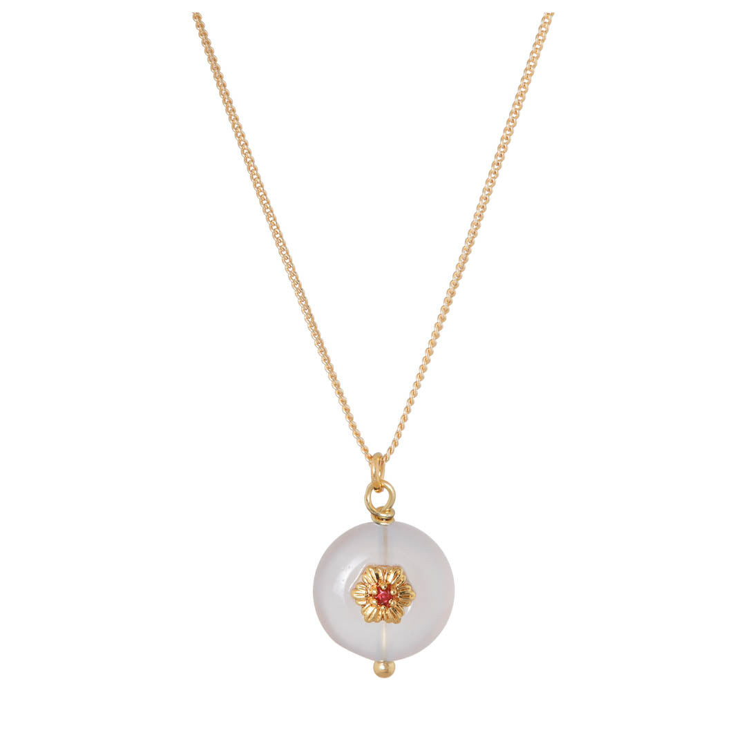 Lichtblauwe jade ketting goud