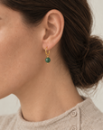 Gouden oorbellen dames met groene jade edelsteen